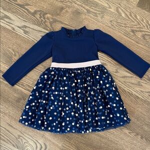 Bonnie Jean Navy Dress with Polka Dot Skirt